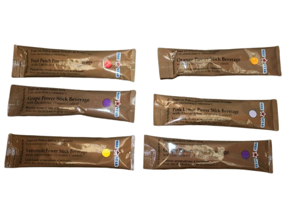 6 pk MRE Power Stick Powdered Drink Mix w/Vitamin C Electrolytes-Assorted Flavors