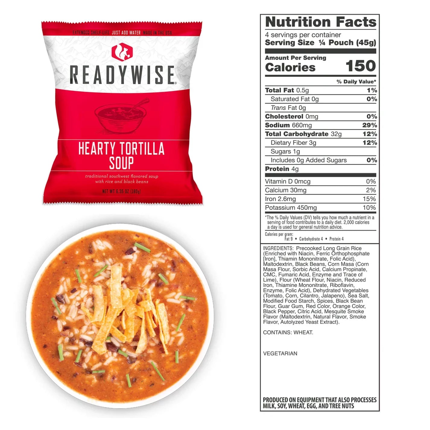 ReadyWise Hearty Tortilla Soup Freeze-Dried Food Emergency Exp 2045