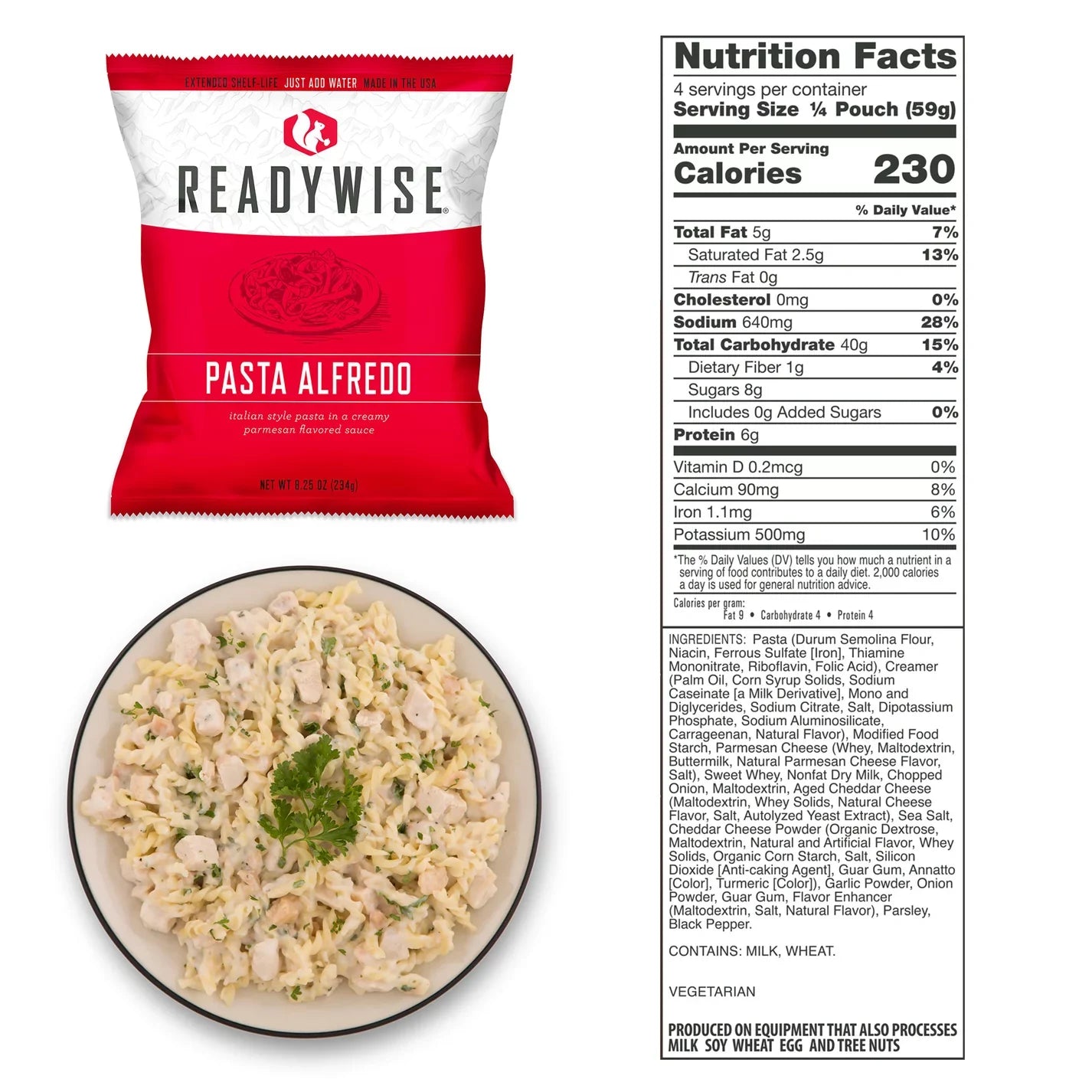 ReadyWise Pasta Alfredo Freeze-Dried Food Earthquake EXP 2045 USA