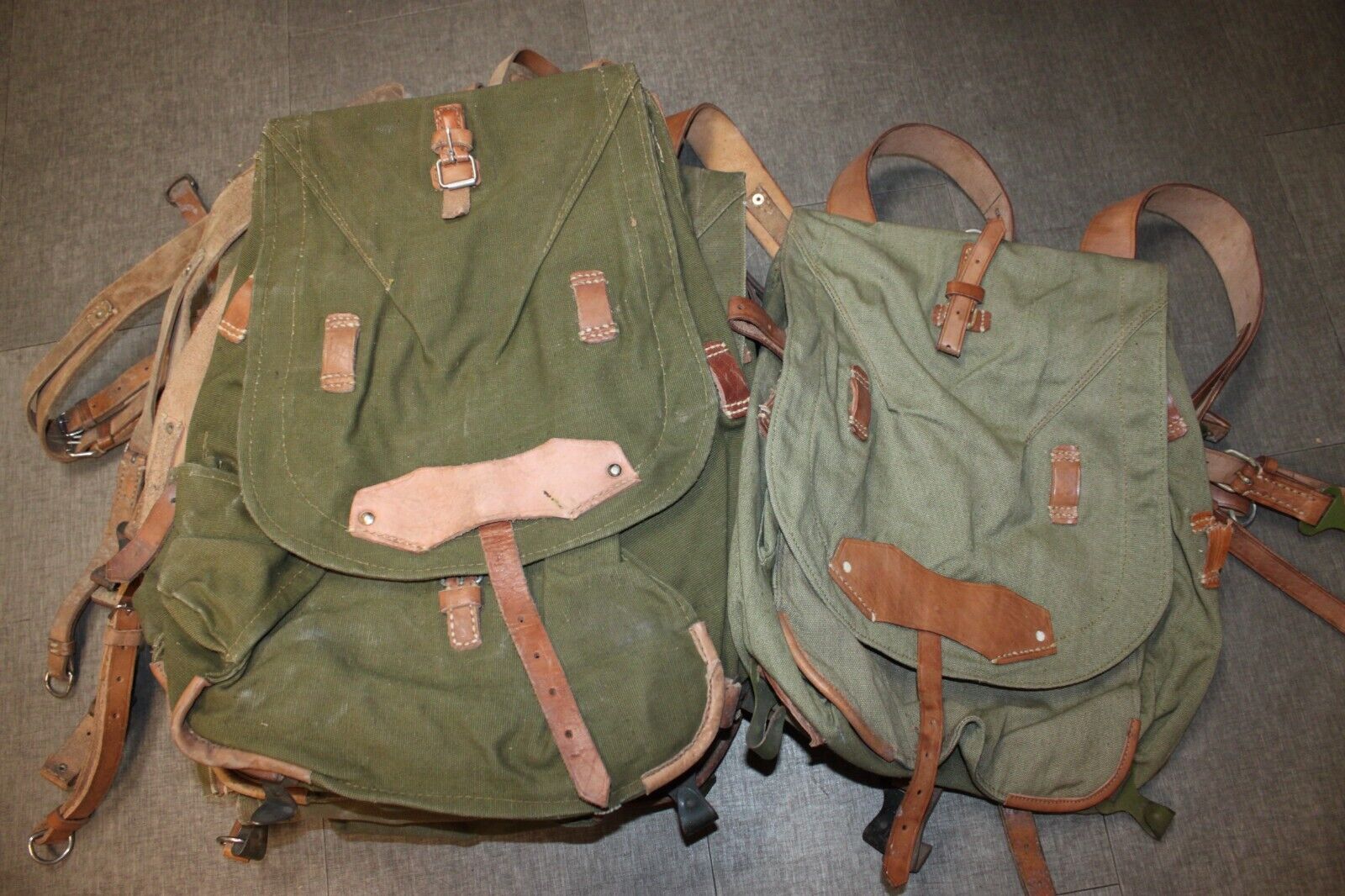 Romanian Military Bag Backpack Pack Canvas Leather