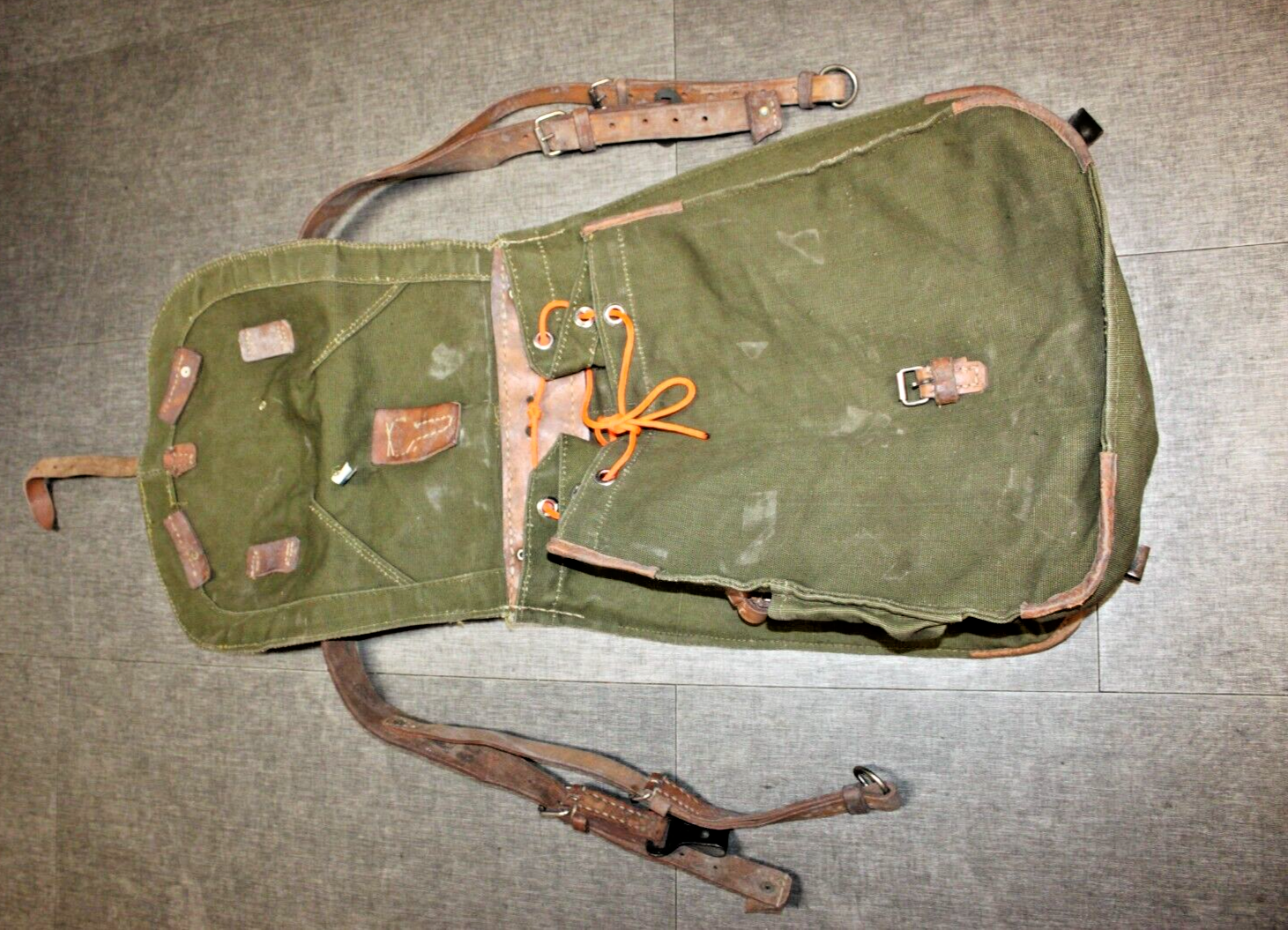 Romanian Military Bag Backpack Pack Canvas Leather