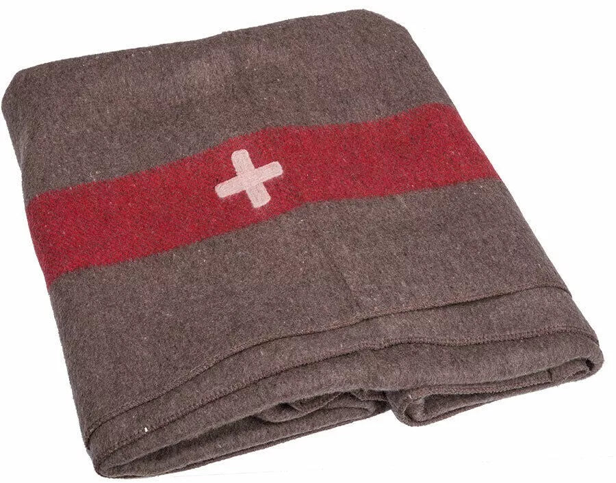 Swiss Military Repro Brown 100% Wool Blanket Made in Italy