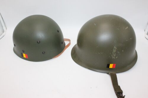 Original Belgian M51 Steel Combat M1 Helmet w/Liner Chinstrap Military Army OD
