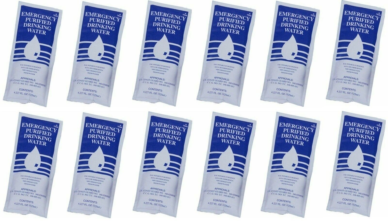 DISCOUNT 12 PACK SOS Emergency Purified Drinking Water Packets