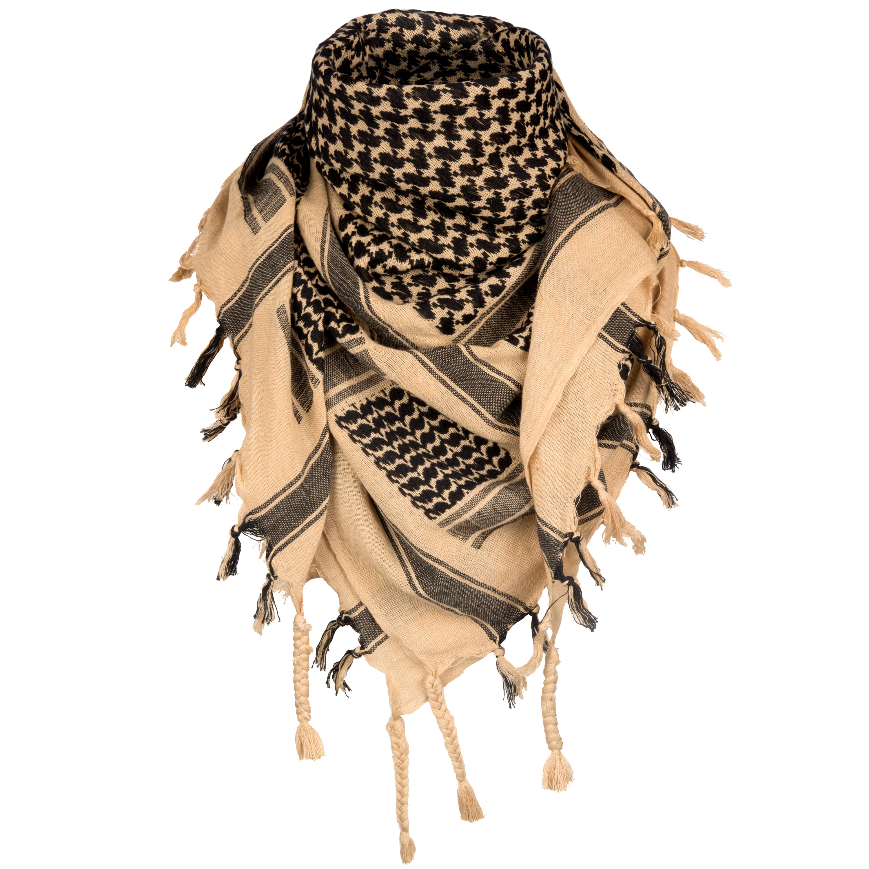 Tan desert shemagh, great for survival outdoor kits and airsoft paintball gear.