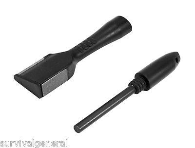 3-In-1 Survival Tool Carbide Knife Sharpener Diamond File Flint Starter Metal