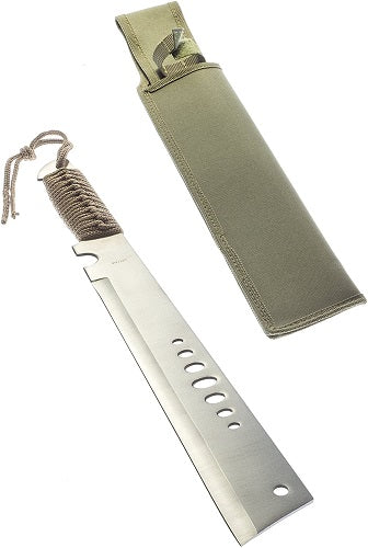 19" Stainless Steel Chinese Sword with Rope-Wrapped Handle, Blade Holes With Nylon Sheath