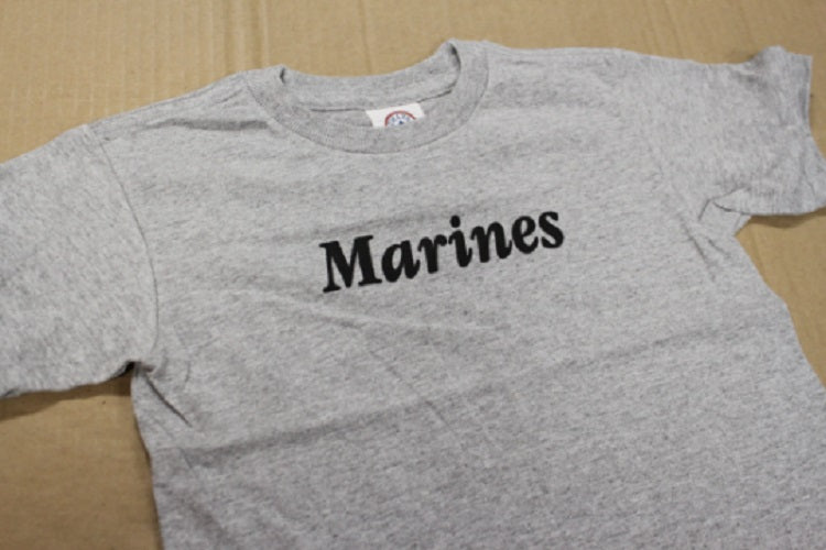 Kid's Marines Screen Print Toddler Gray Unisex T-Shirt 2T to 5/6