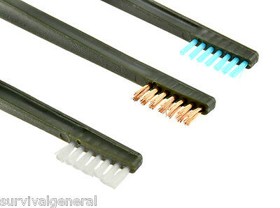 3pc 7" Double Ended Gun Cleaning Brush Set Plastic Nylon Copper Rifle Pistol