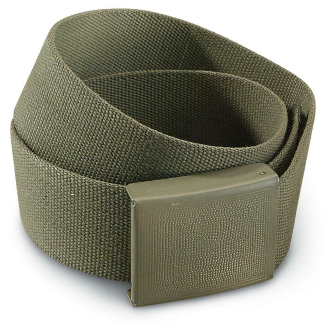 New German OD Combat Belt w/ Metal Brass Buckle 39" L X 2" W Adjustable Military (GER100M)