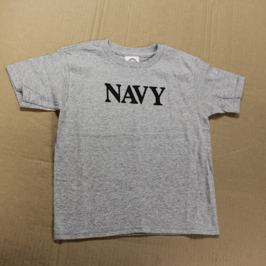 Kid's Navy Screen Print Toddler Gray Unisex T-Shirt 2T to 5/6