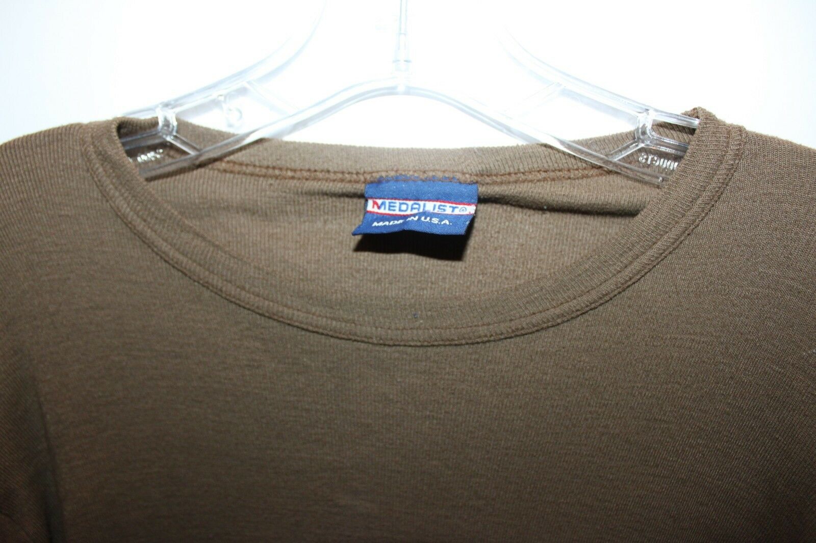 US Military Medalist Men's Long Sleeve Shirt Size Medium Brown Thermals Warm Top