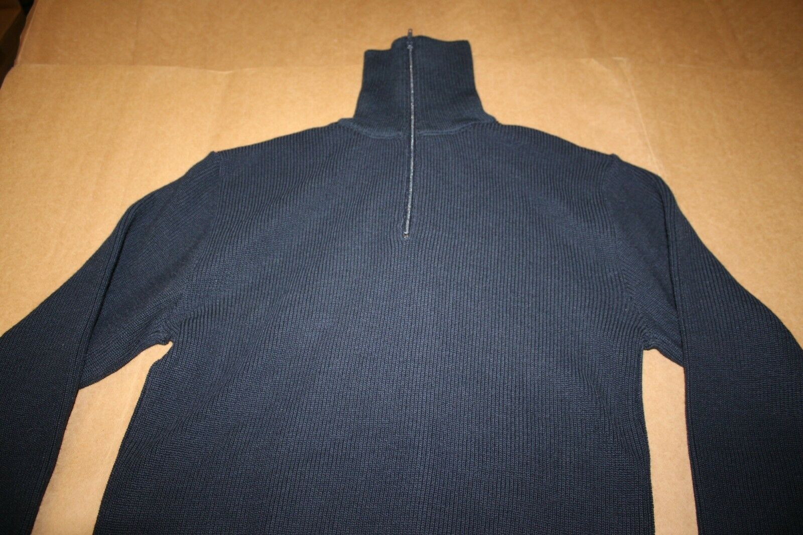 German Military Commando Sweater Pullover Wool Dark Navy Blue Police Zipper 42R