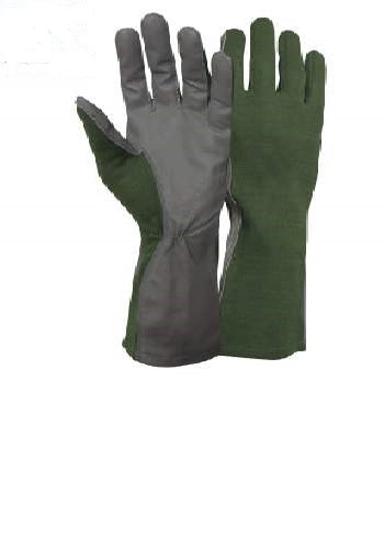 Military Style Pilot Nomex Flight Gloves Green Sage Fire Resistant Leather 11
