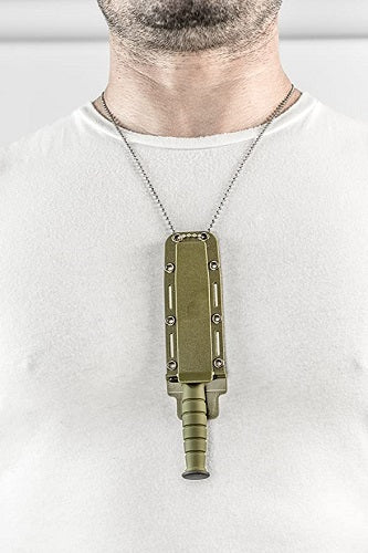 6" Dagger Knife OD Green 3mm S.Steel, Neck Chain & Sheath