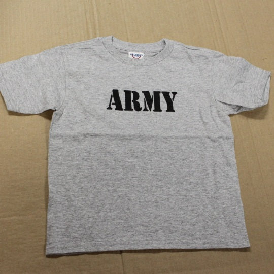 Kid's Army Screen Print Toddler Gray Unisex Military T-Shirt 2T to 5/6