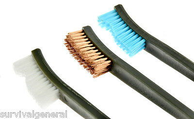 3pc 7" Double Ended Gun Cleaning Brush Set Plastic Nylon Copper Rifle Pistol