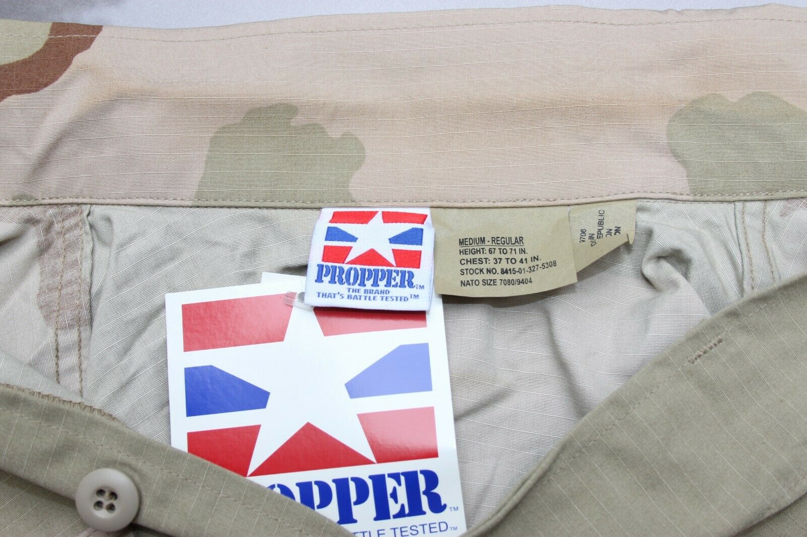 NEW w/ Stains USGI Medium Reg 3 Color Desert Camo Field Combat Shirt BDU Military US Ripstop