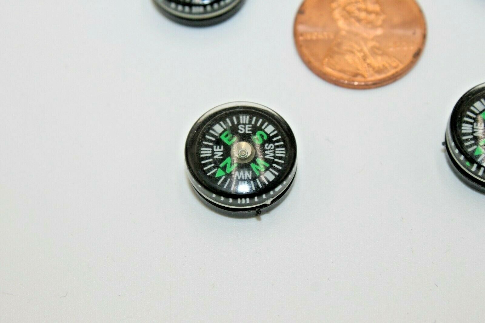 (5) Small 15 mm Survival Camping Pocket Button Compass Flat Back Oil Filled Liquid