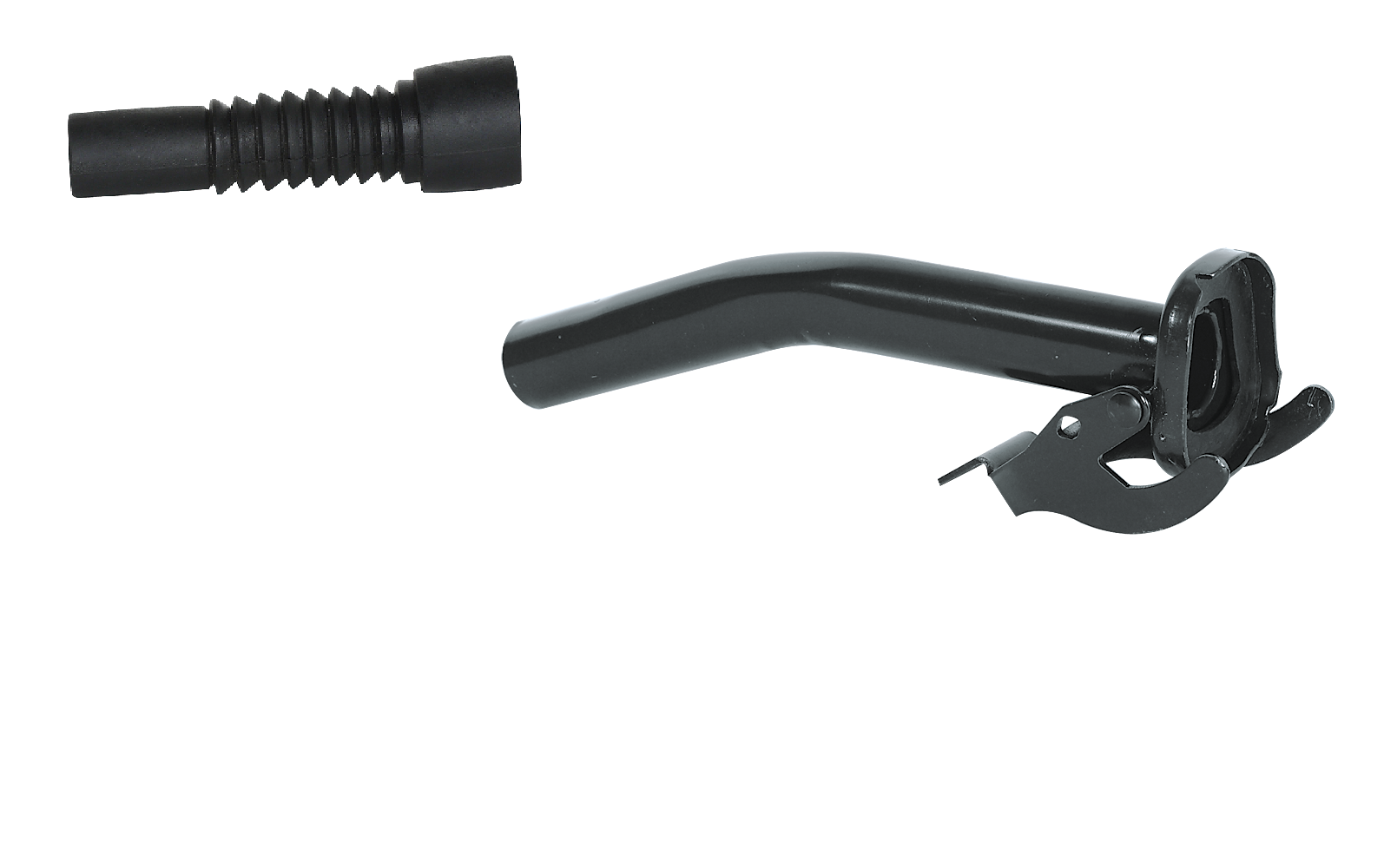 Black Metal Jerry Can Gas Canister Nozzle Spout Military NATO Style Clamp On