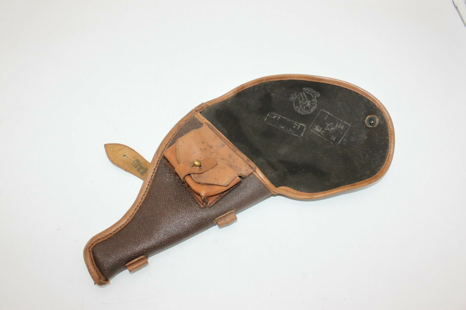 Original Soviet M1895 Nagant Revolver Belt Holster Brown Leather Marked Russian