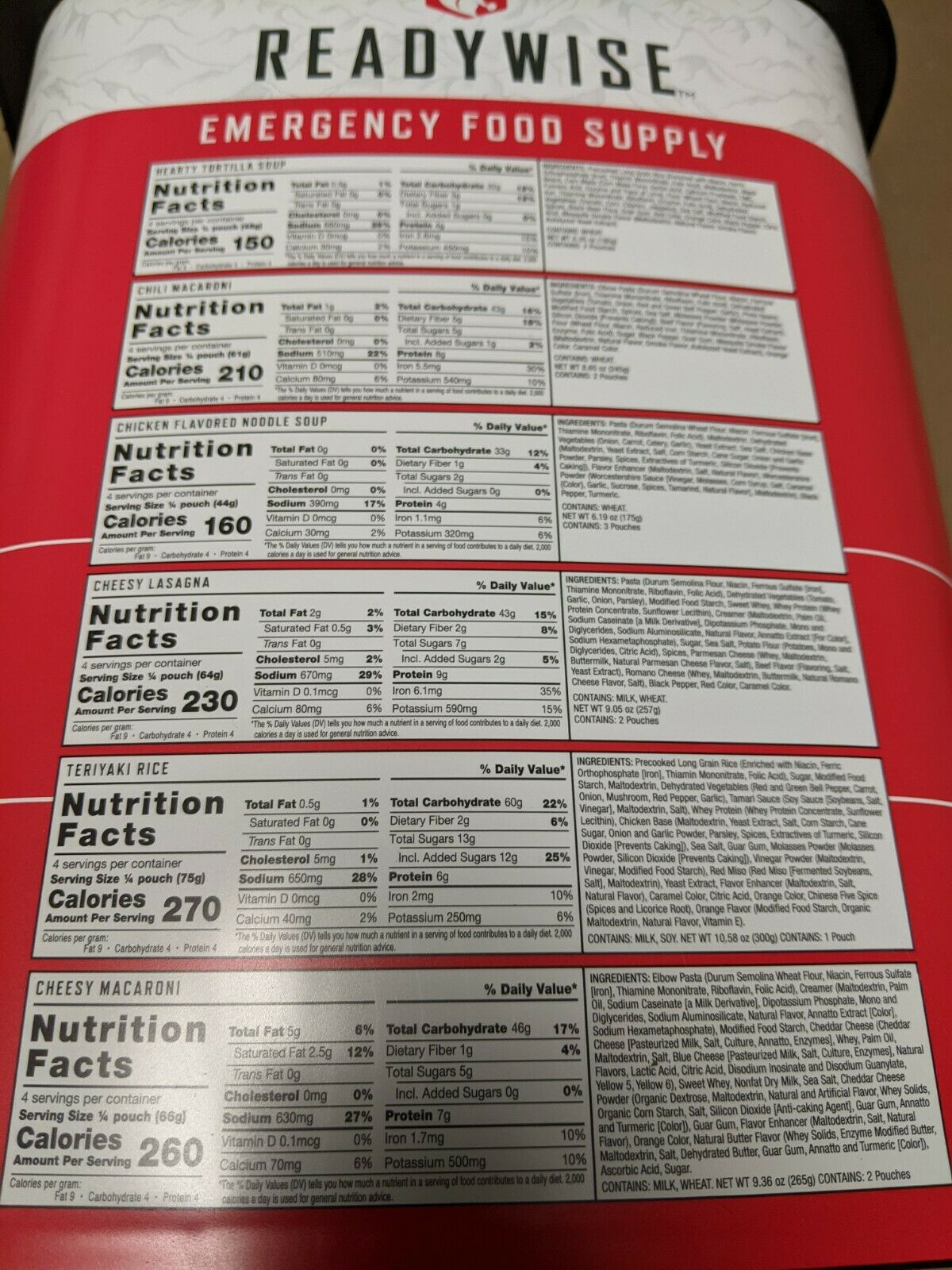 ReadyWise Emergency Natural Disaster Survival Food SHTF Entrees 25 YSL Family US