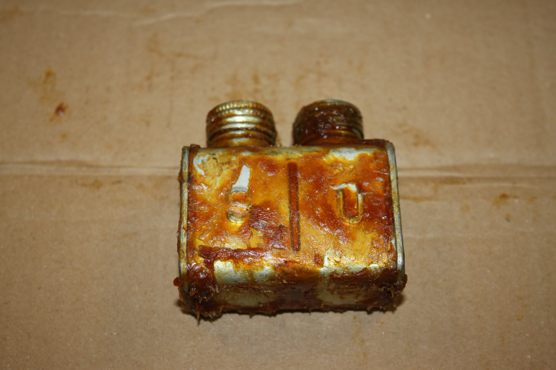 WWII Era Romanian Mosin Square Metal Rifle Cleaning Oiler Bottle