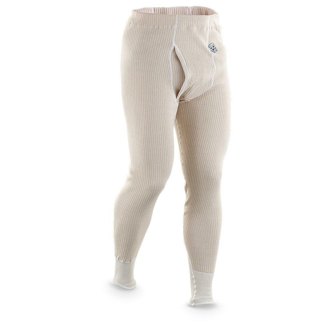 SWEDISH OFF-WHITE RIBBED LONG JOHN THERMALS LIKE NEW