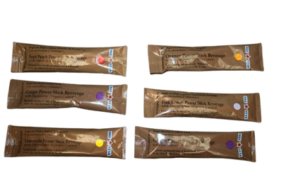 6 pk MRE Power Stick Powdered Drink Mix w/Vitamin C Electrolytes-Assorted Flavors