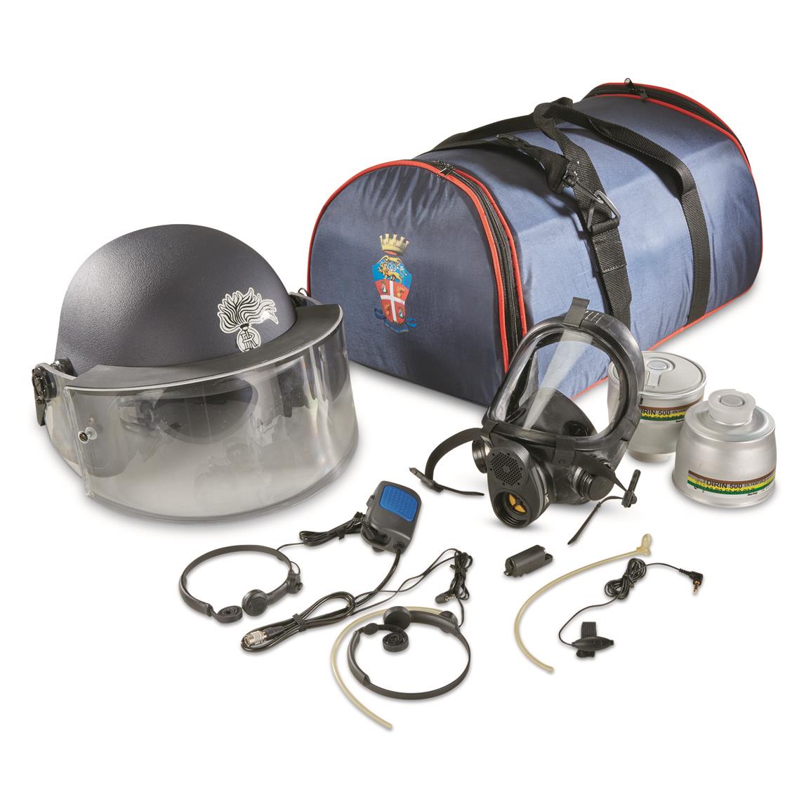 Italian Military Police Special Operations Ballistic Helmet and Gas Mask Set