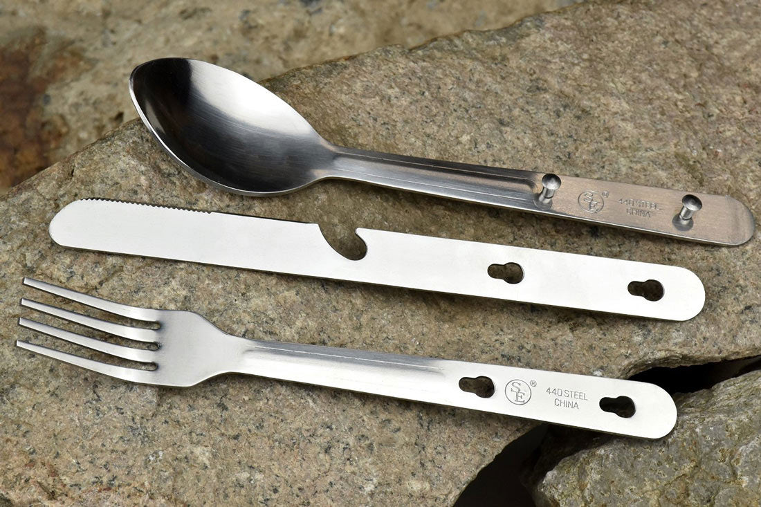 4-in-1 Eating Utensil Set Fork Knife Spoon Can Opener