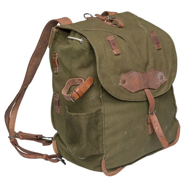 Romanian Military Bag Backpack Pack Canvas Leather