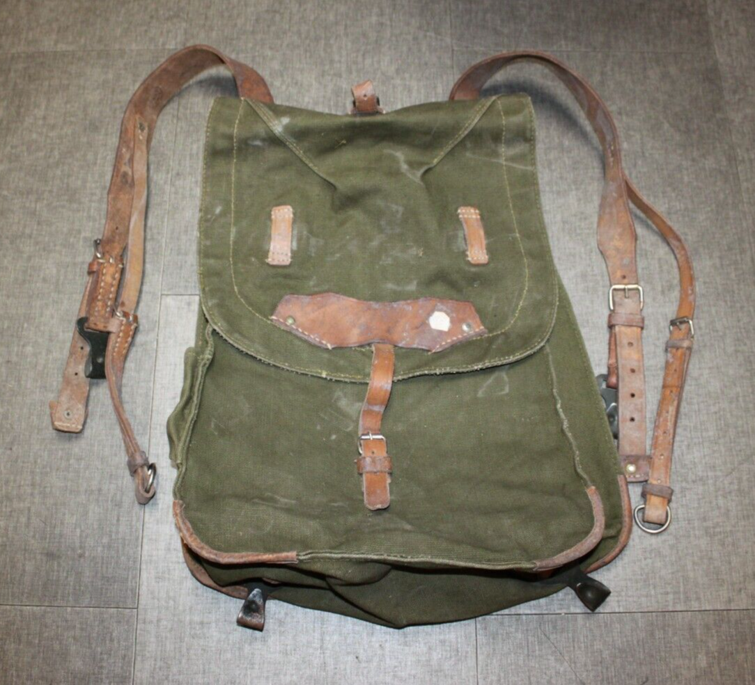 Romanian Military Bag Backpack Pack Canvas Leather