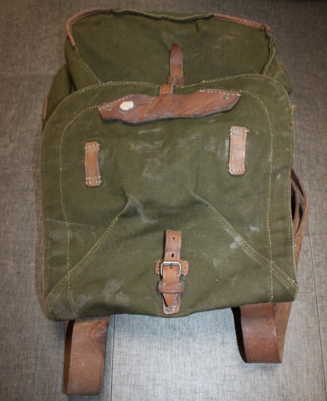 Romanian Military Bag Backpack Pack Canvas Leather