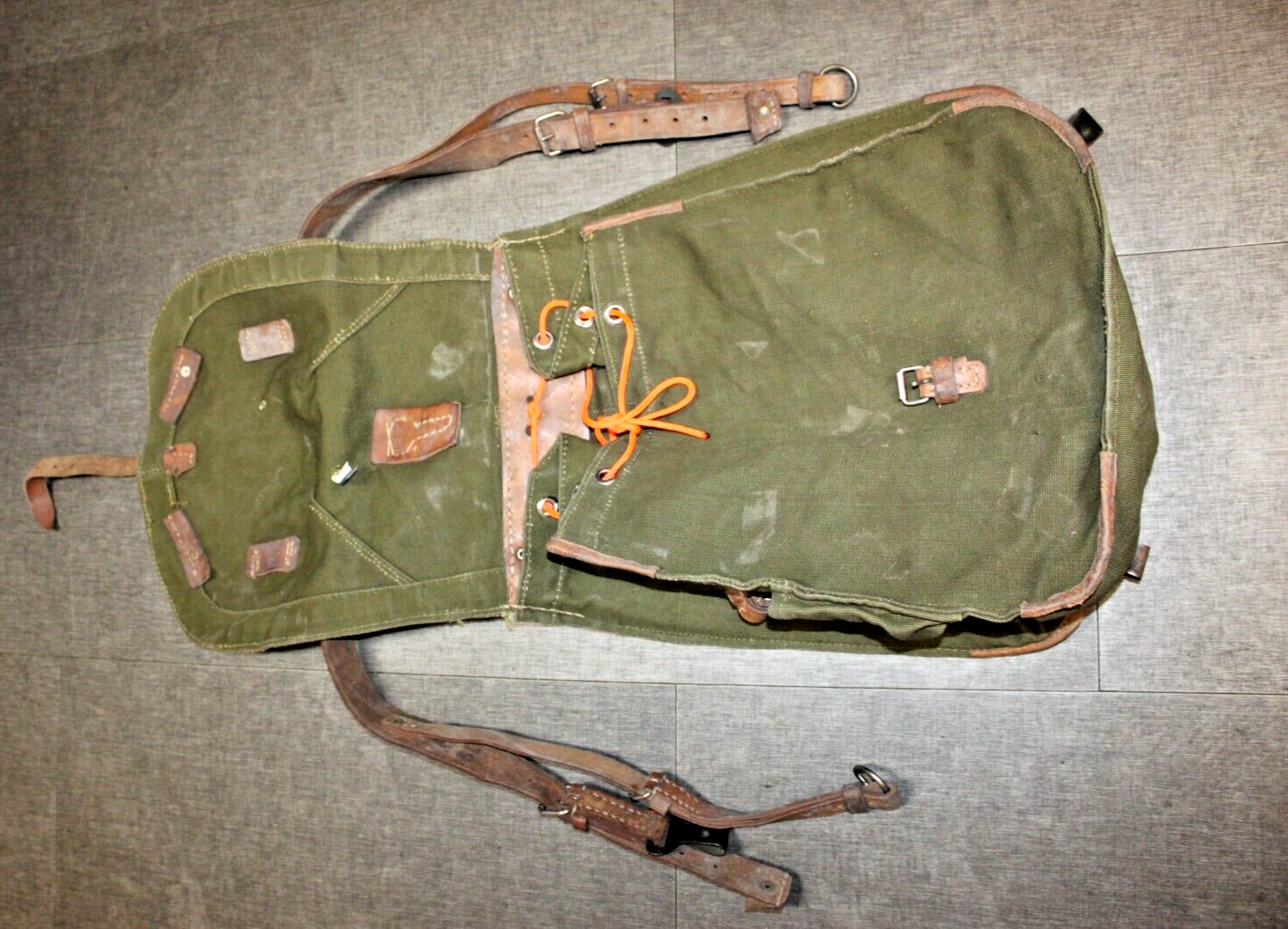 Romanian Military Bag Backpack Pack Canvas Leather   Survival General
