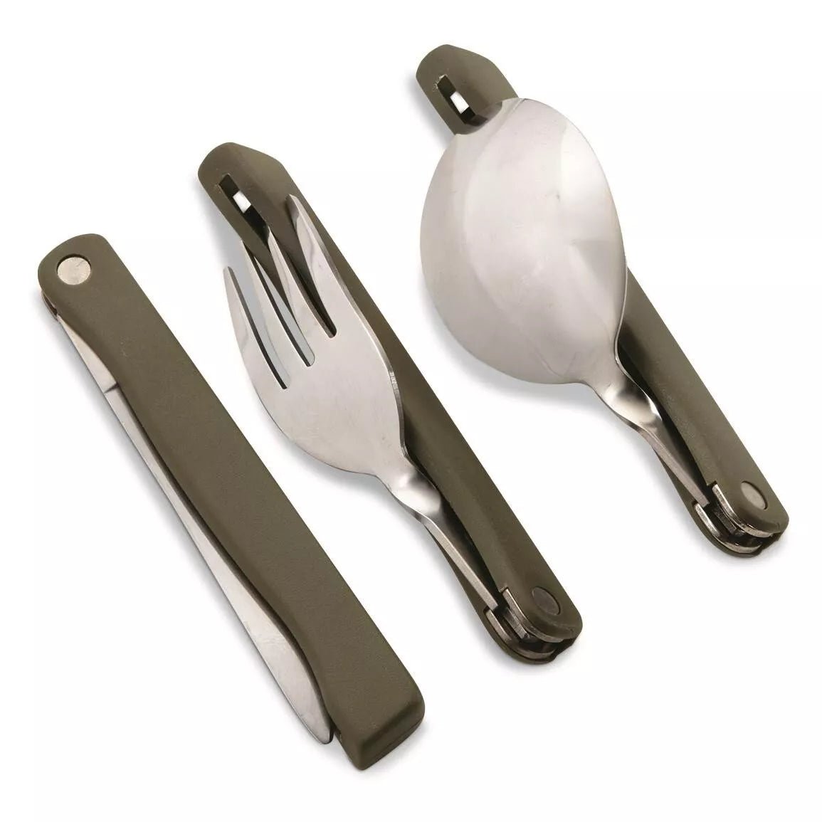 Mil-tec OD 3-pc. Folding Eating Utensil W/ OD Pouch