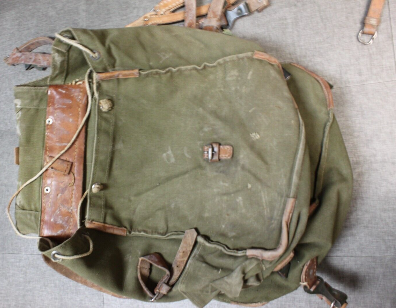 Romanian Military Bag Backpack Pack Canvas Leather