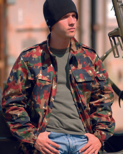 Authentic Swiss Army M83 Alpenflage Military Surplus Field Jacket Shirt Large (M83L)