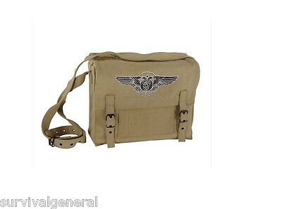 Medic Canvas Shoulder Bag Military Style Tan Desert Color Medium Purse Vintage