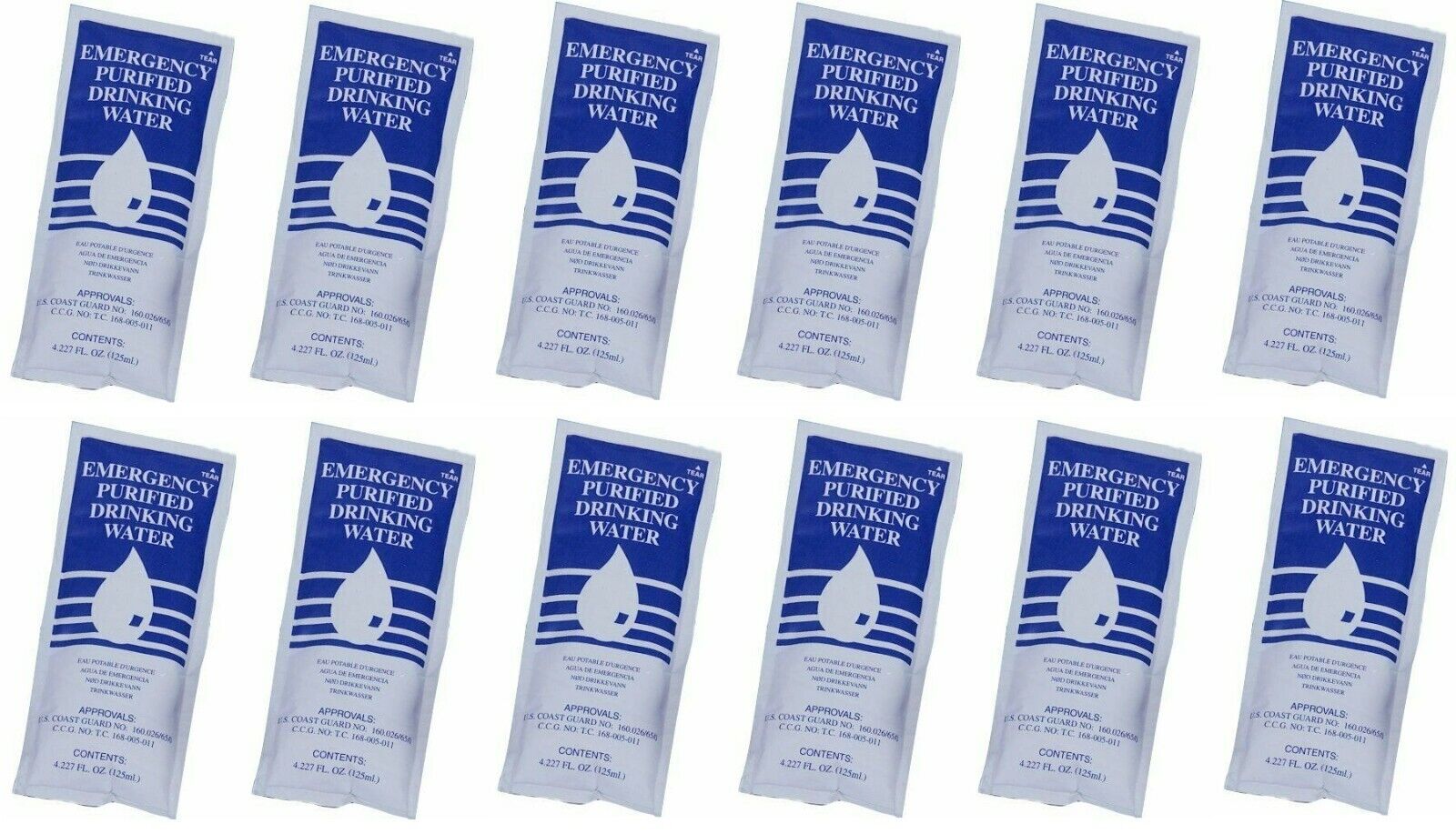 SOS Emergency Purified Drinking Water Packets
