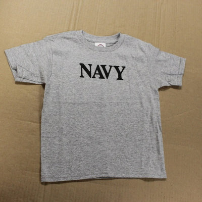 Navy Screen Print Toddler Gray Unisex T-Shirt 3T