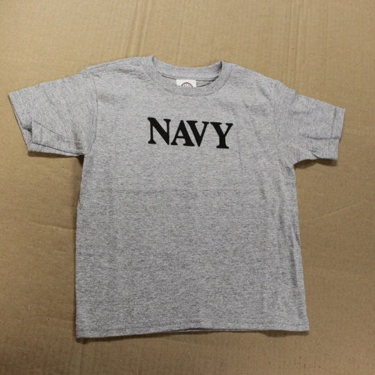 Navy Screen Print Toddler Gray Unisex T-Shirt 3T