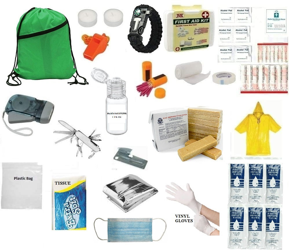 Classroom Teacher Emergency Kit | perfect for a disaster or evacuation.  Backpack includes emergency preparedness items such as gloves, batteries,  band aids, cold pack and more.