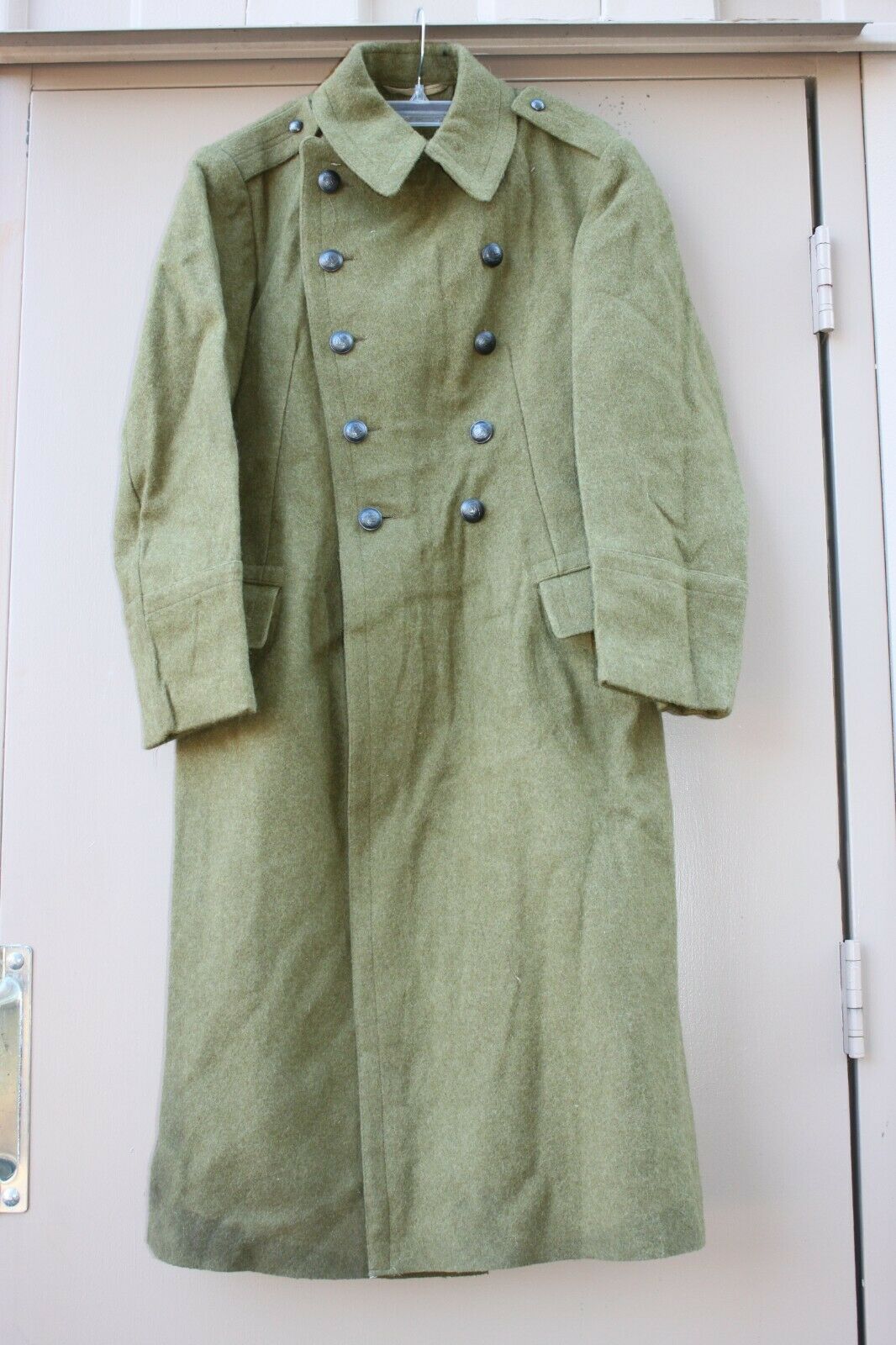 Vintage Romanian Trench Coat Military Army Wool Overcoat Heavy Winter Shinel Med