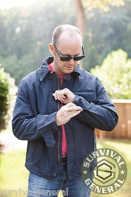 Military Deck Style Fashion Men's Jacket Retro Blue Size Large