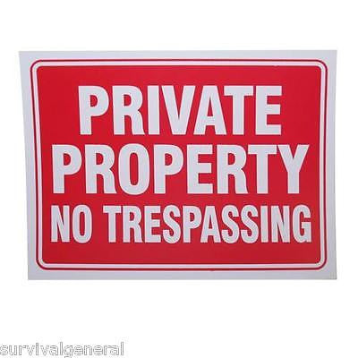 9" x 12" Private Property No Trespassing Novelty Warning Sign Gift Fence Post