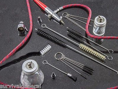 17 Pcs Cleaning Brush Set Kit Airbrush Paint Spray Gun Nozzle Tip Air Cap Tattoo