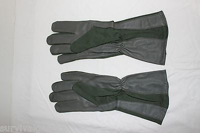 Military Style Pilot Nomex Flight Gloves Green Sage Fire Resistant Leather 11