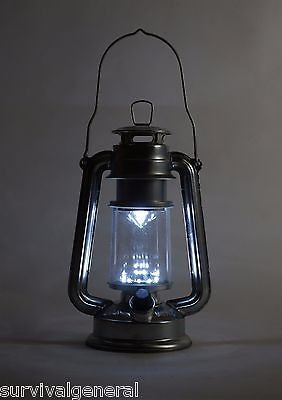 9.5" Silver Metal Hurricane Lantern Camping Survival Emergencies Disaster 15 LED