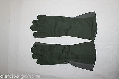 Military Style Pilot Nomex Flight Gloves Green Sage Fire Resistant Leather 11